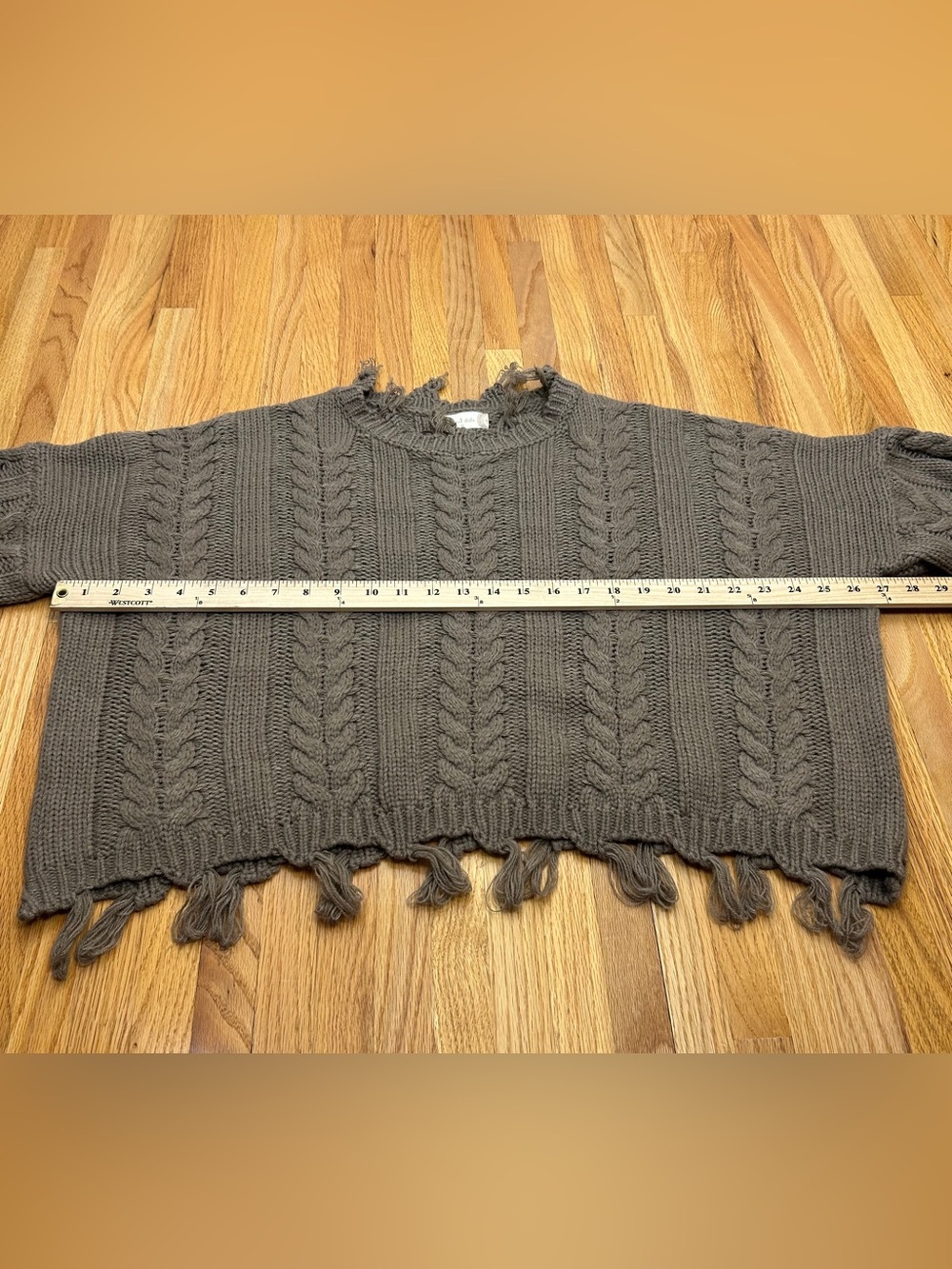 Altar’d State Knit Crop Cable Fringe Sweater - Picture 11 of 11